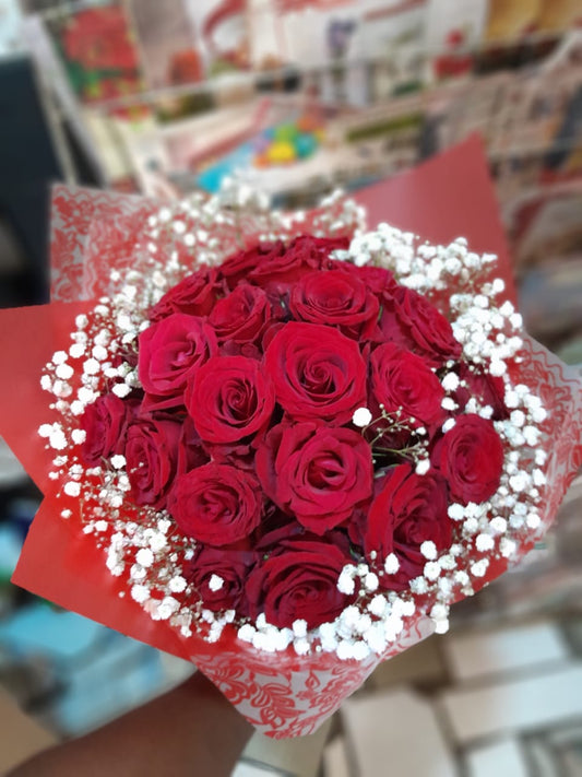 20 Fresh Red Roses Bouquet - (Pre-order only by 5pm Feb 13th)